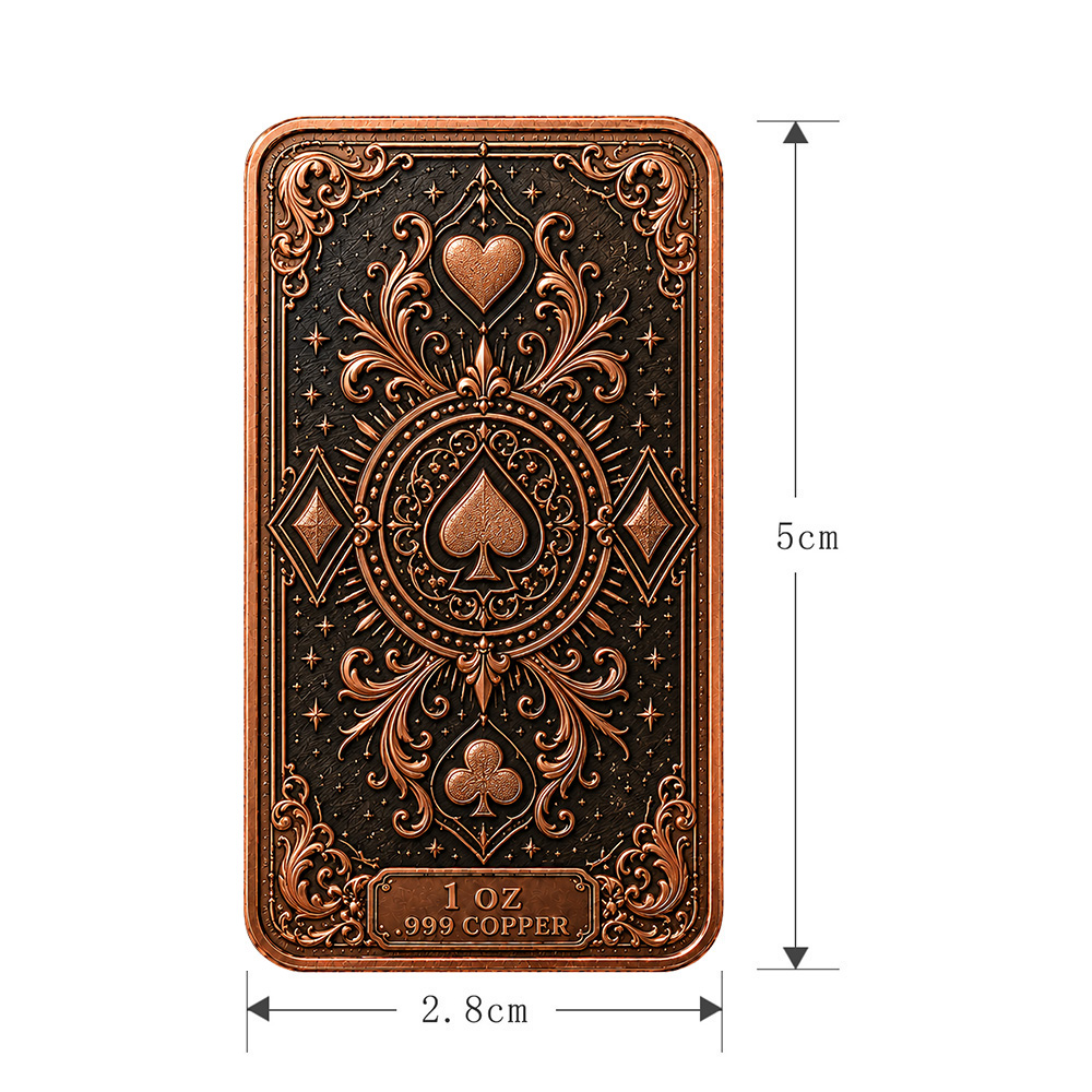 Barra de cobre puro .999 de 1  - Vintage Collectible Playing Cards avaliação e preço